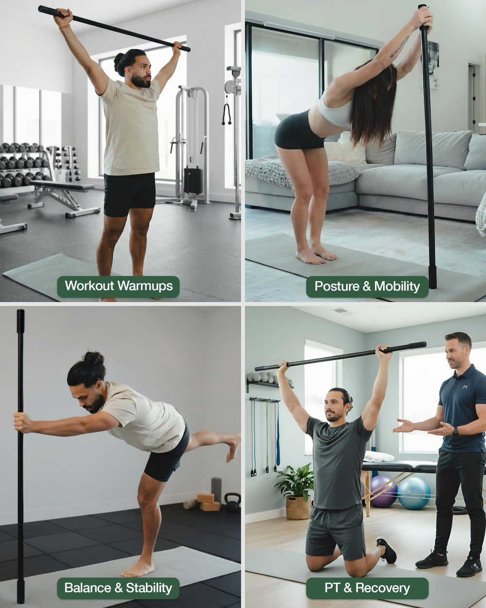 Mobility Mentor posture stick training aid supports posture improvement and back comfort.
