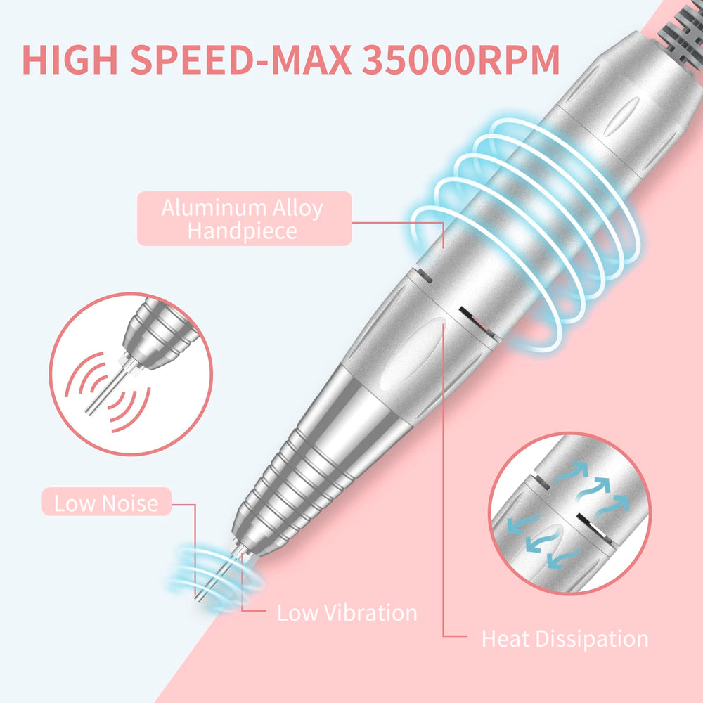 MOCOWIND nail drill with LCD display and one-touch controls.