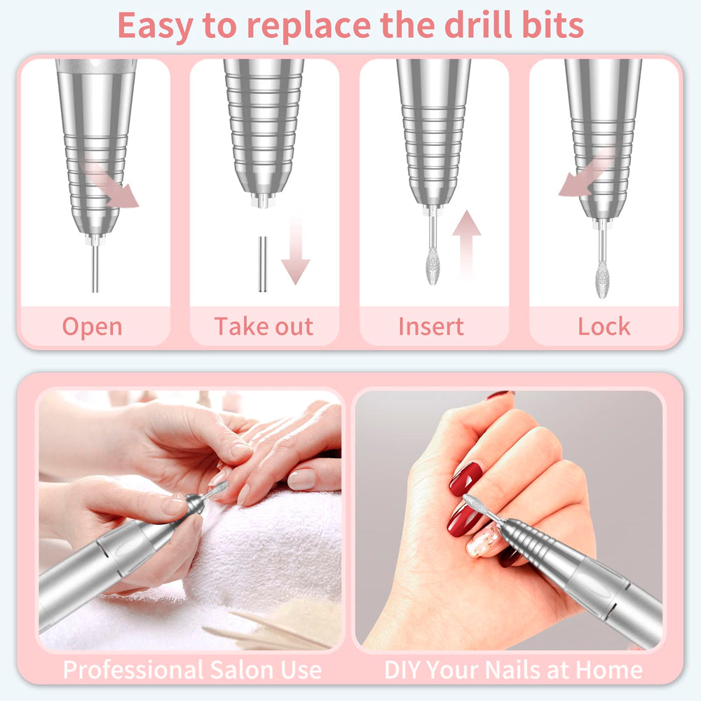 MOCOWIND kit includes seven bits and six sanding bands for versatility.