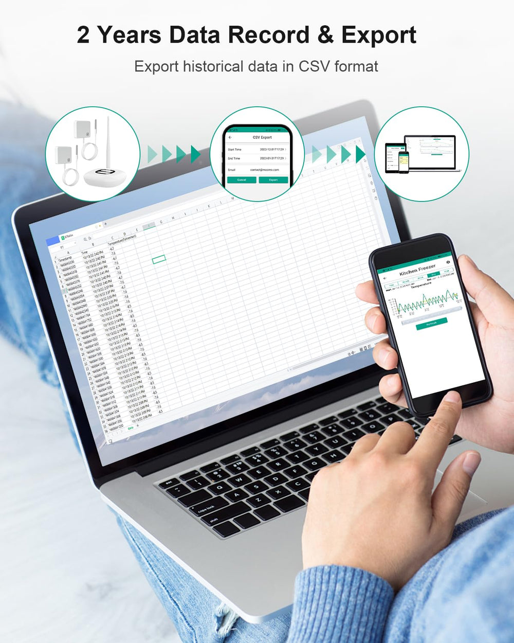 MOCREO 80dB audible alarm provides local alert immediately.