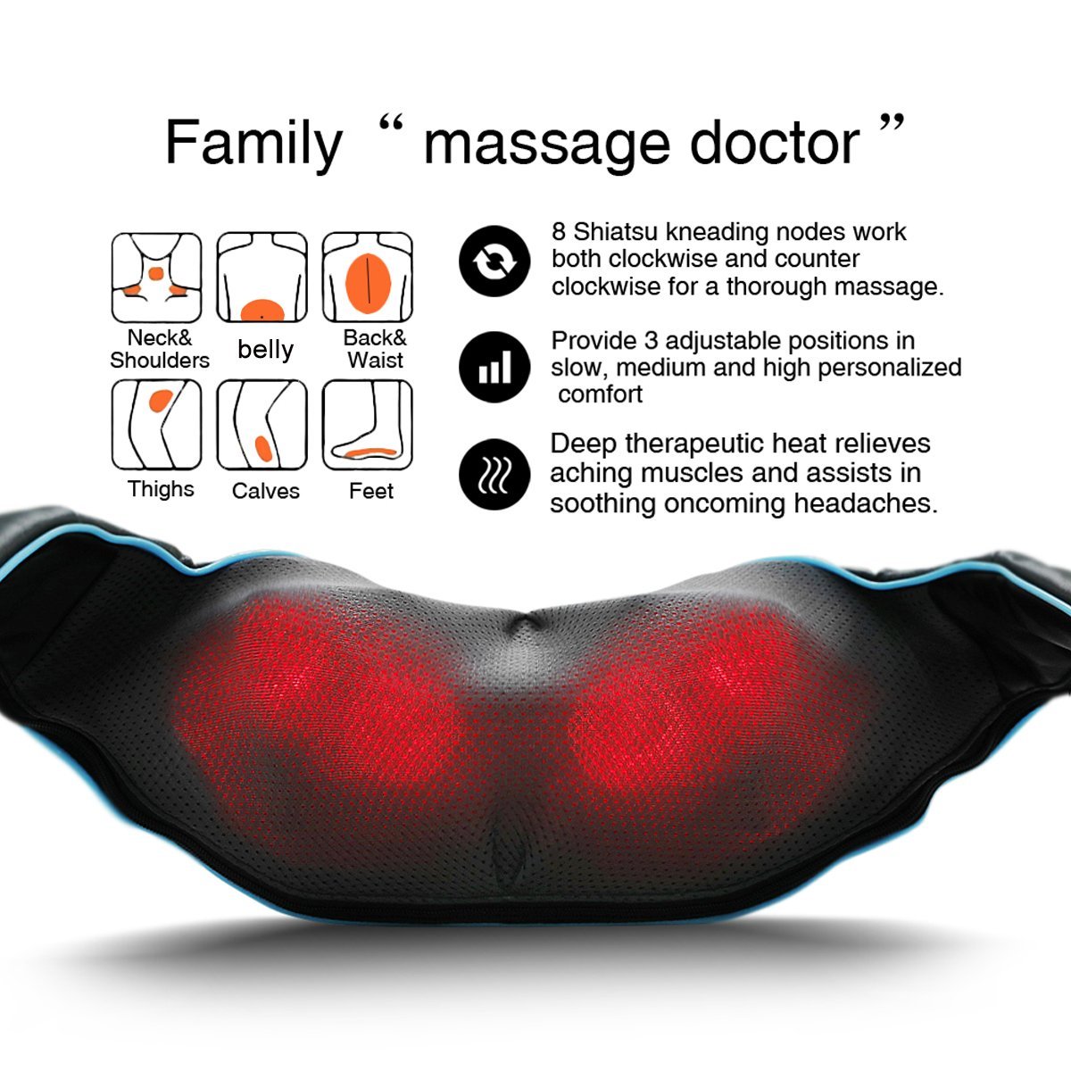 Mo Cuishle massager close-up showing eight kneading nodes