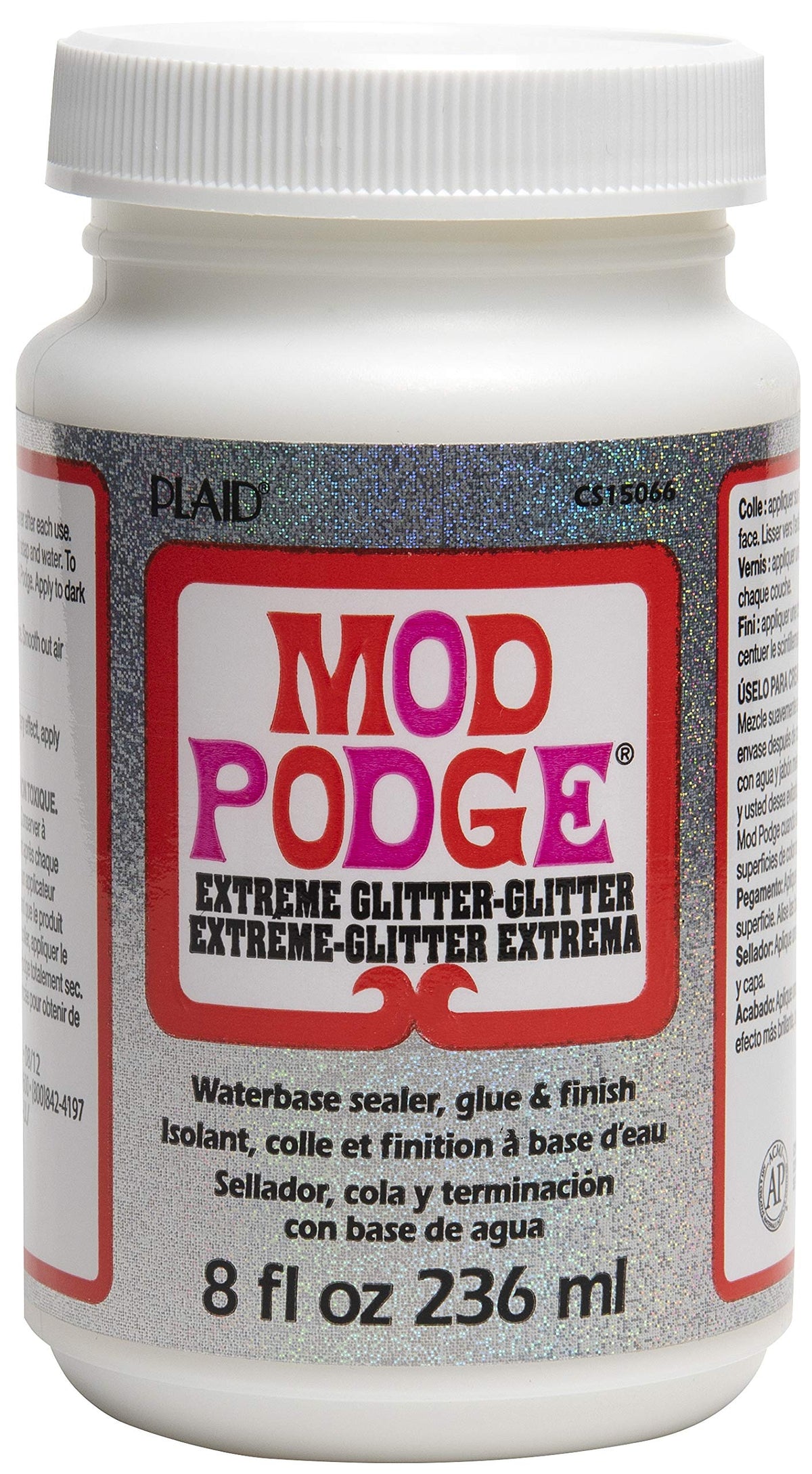 Mod Podge Extreme Glitter 8 oz bottle for versatile decoupage projects.