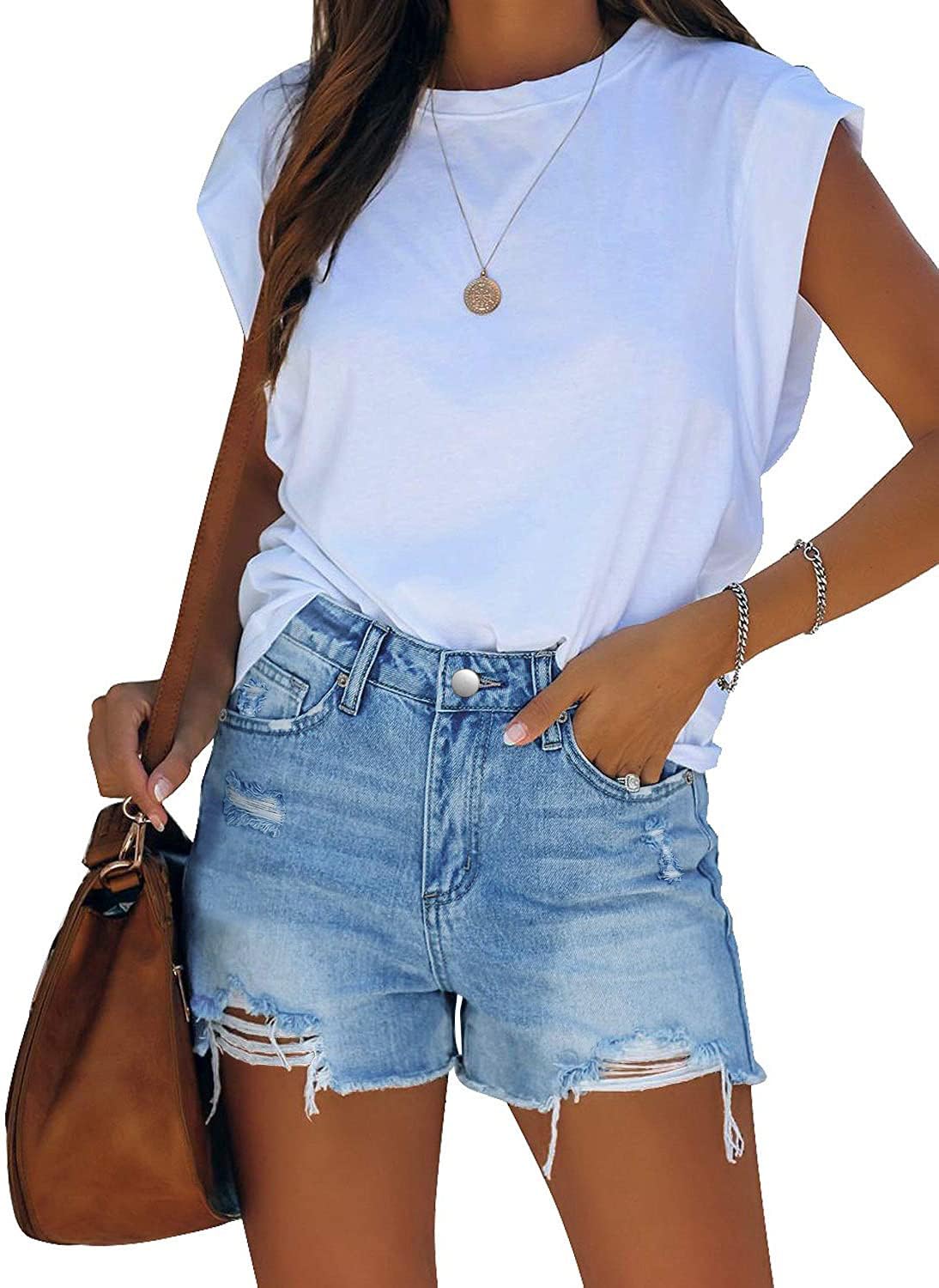 MODARANI high-waisted cut-off shorts offering a flattering fit and comfort