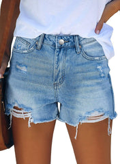 MODARANI ripped denim shorts with stretch for easy movement