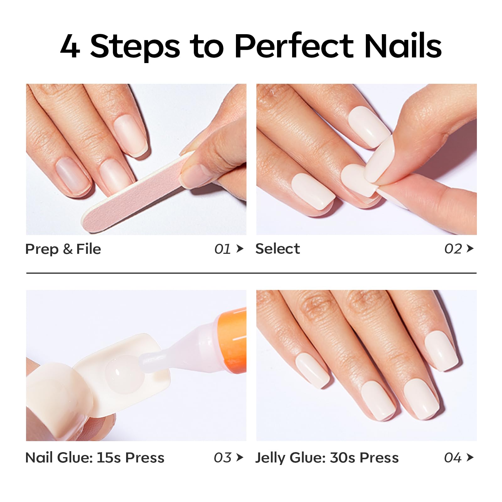 Modelones 3-minute application for quick, polish-free manicures.