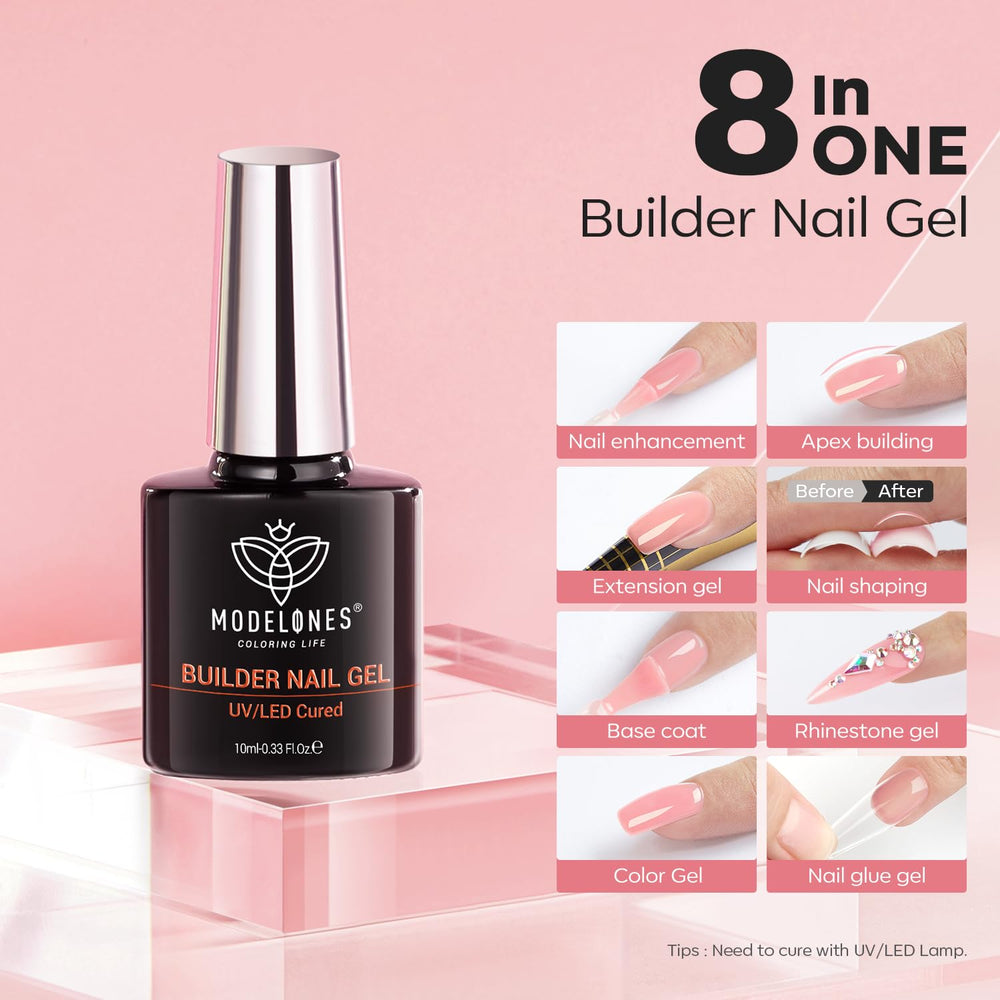 Modelones gel builder delivers 30+ days without peel-off or bubbles for natural, durable nails.