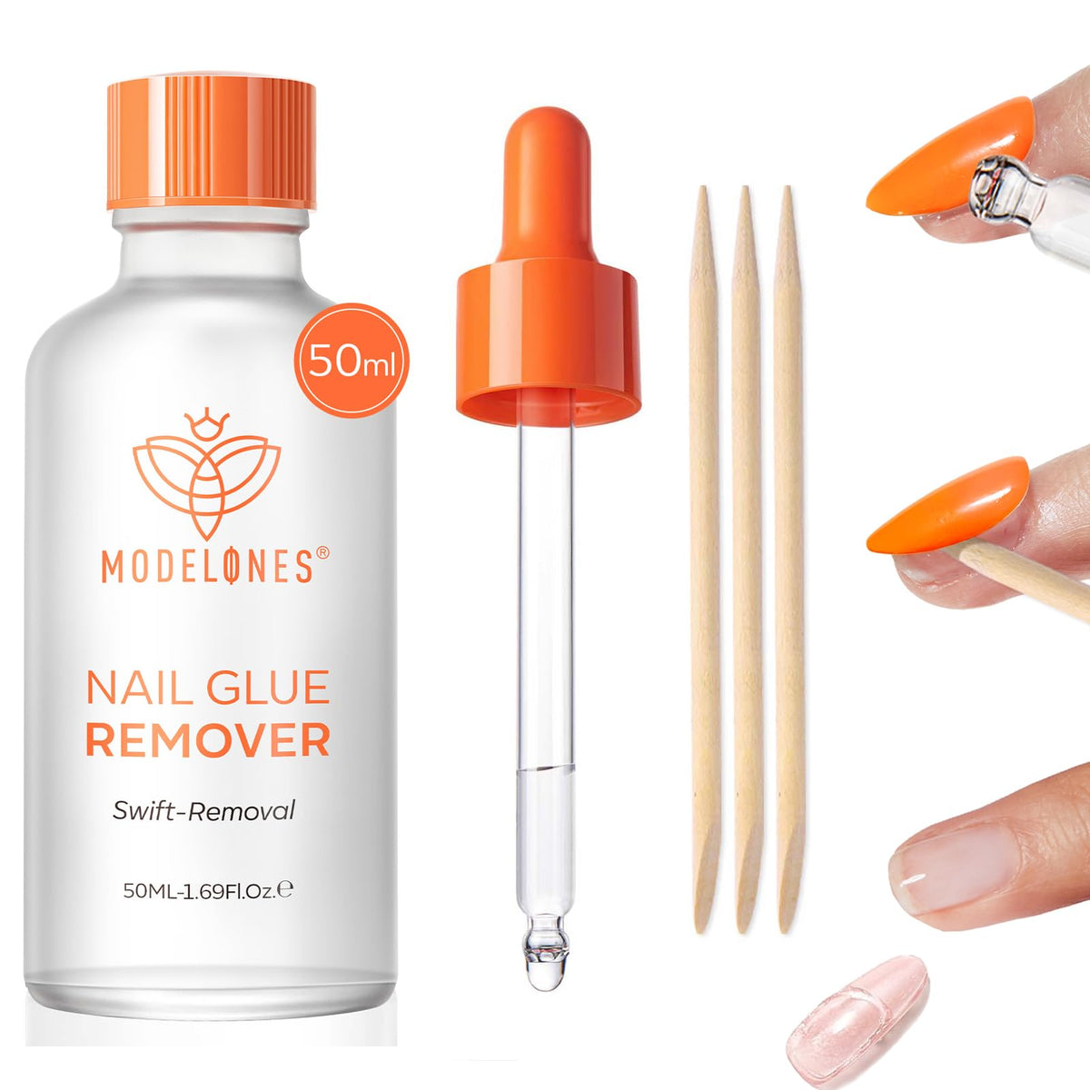 Modelones 60ml remover bottle ready for quick nail glue removal