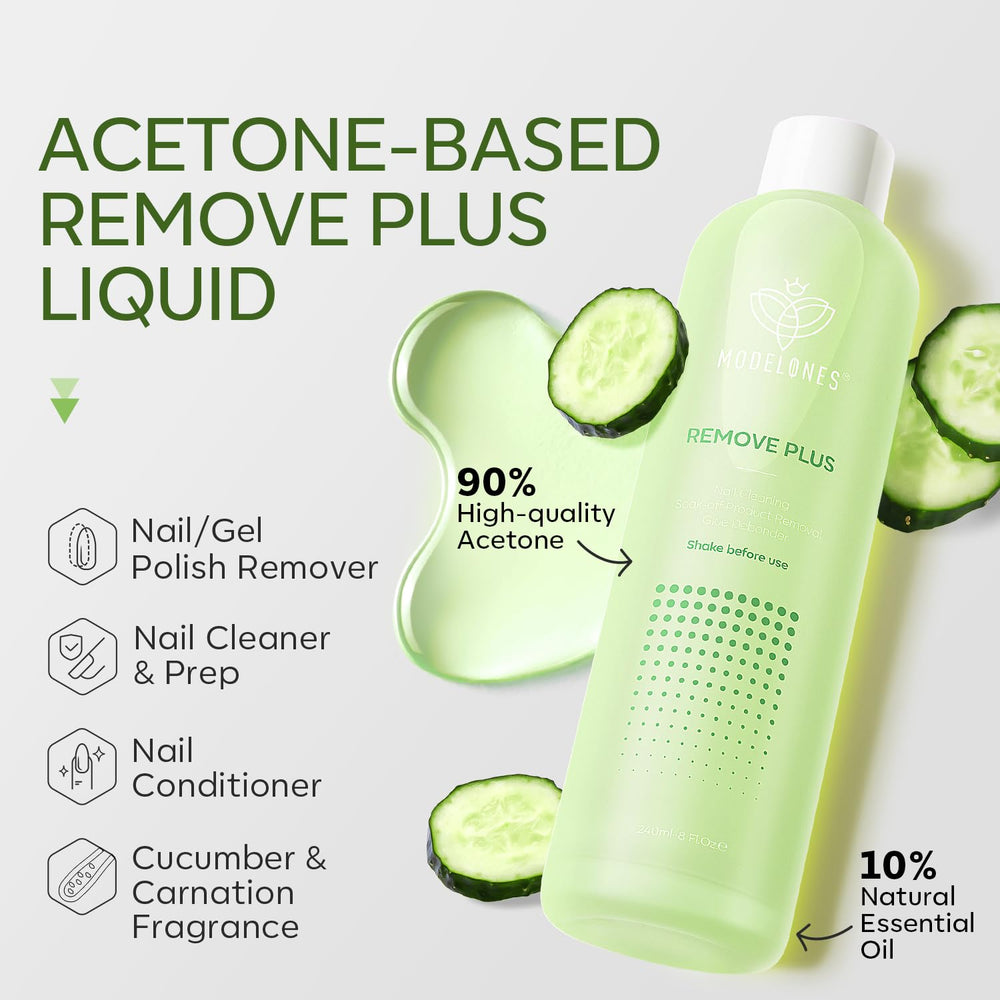 Close-up of Modelones remover label and 8 oz bottle.