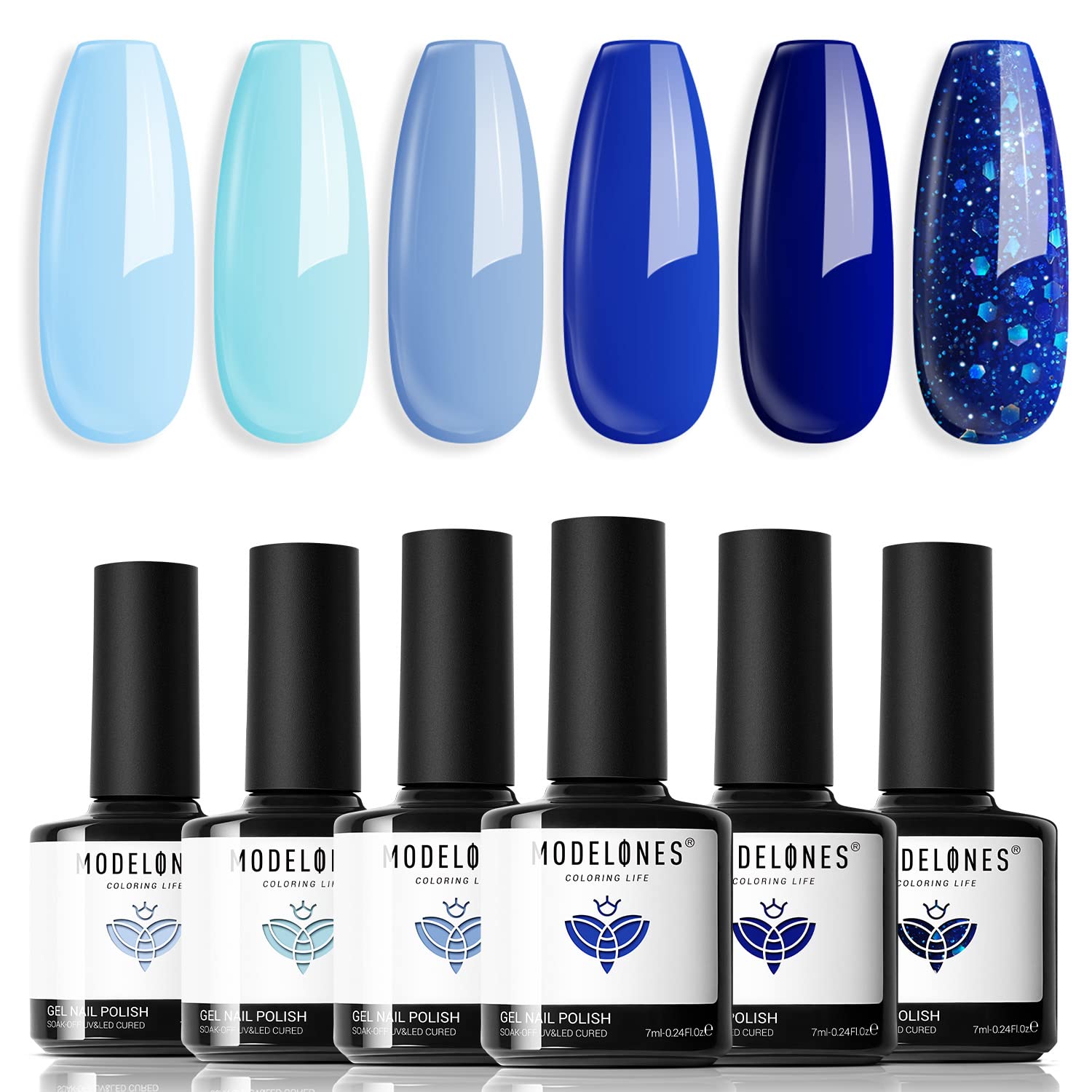 Modelones Baby-blue gel polish for easy at home manicures