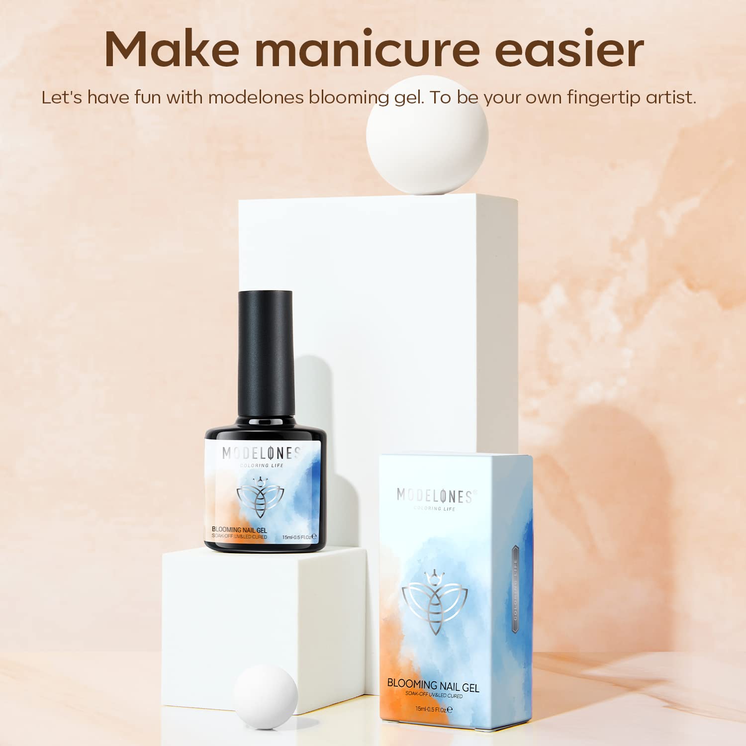 Illustration of marble art using Modelones Blooming Gel for stone-like textures
