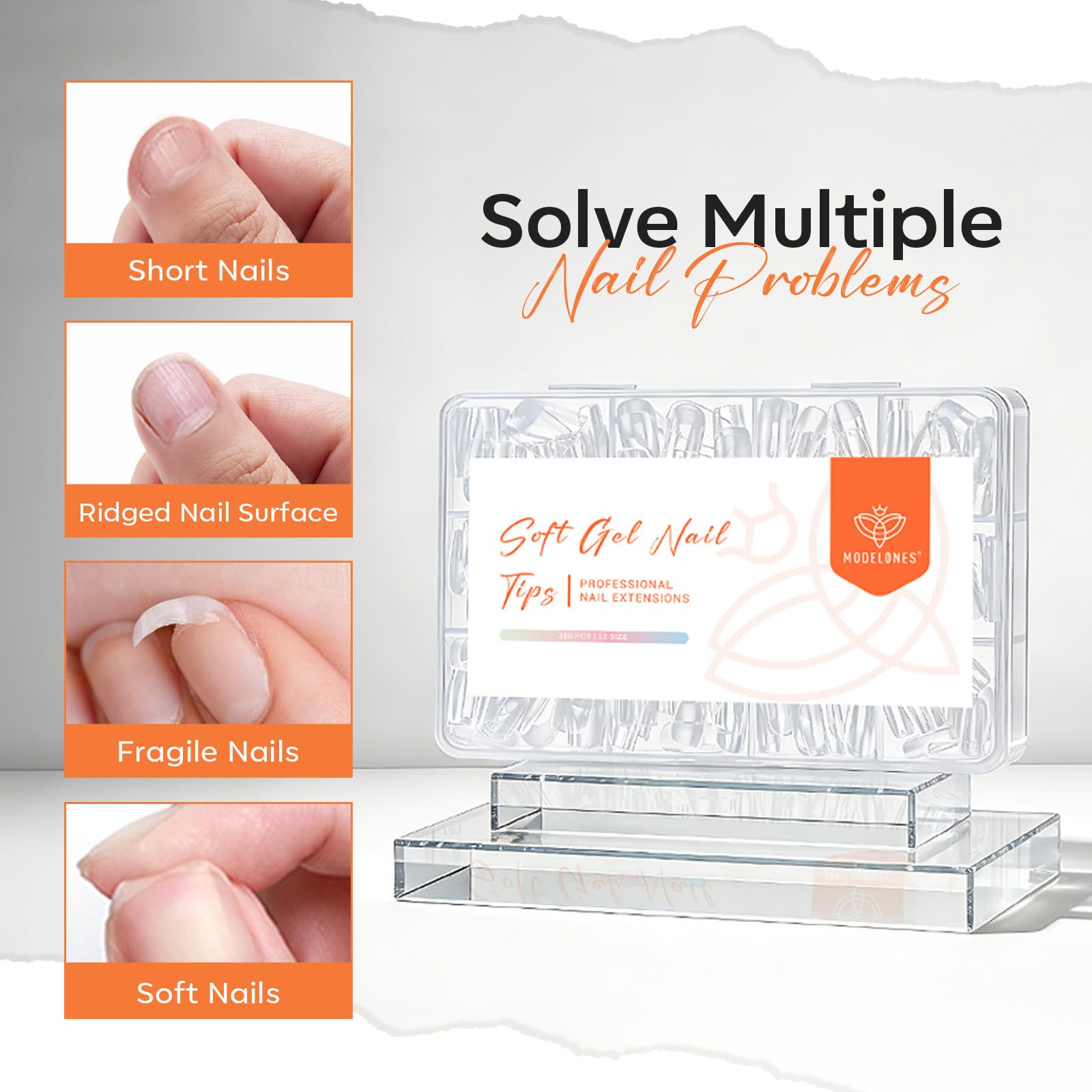 Modelones break-resistant gel tips help nail extensions stay strong longer.