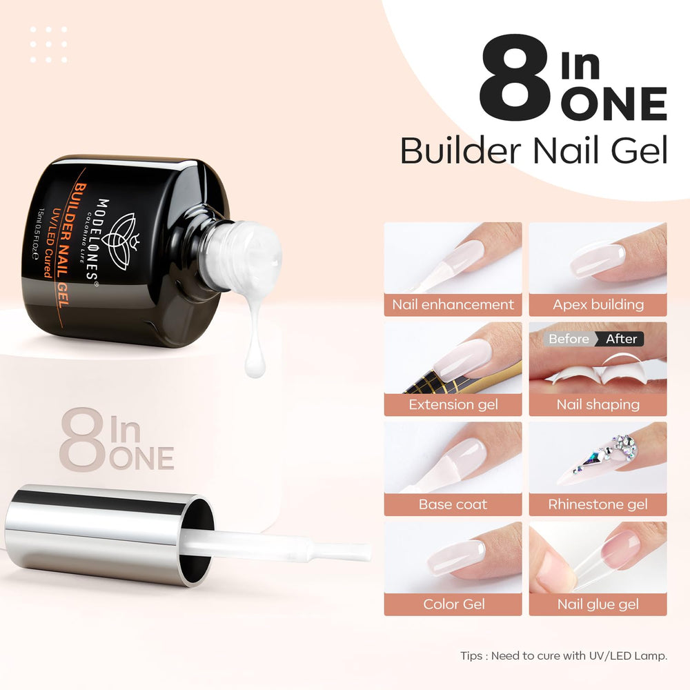 Modelones Builder Nail Gel base coat visual highlighting a durable foundation