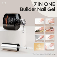 Modelones Builder Nail Gel brush demonstrates built-in tool for smooth, even coverage