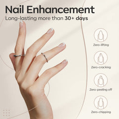 Modelones Builder Nail Gel clear layer post-cure provides a sleek, glass-like finish