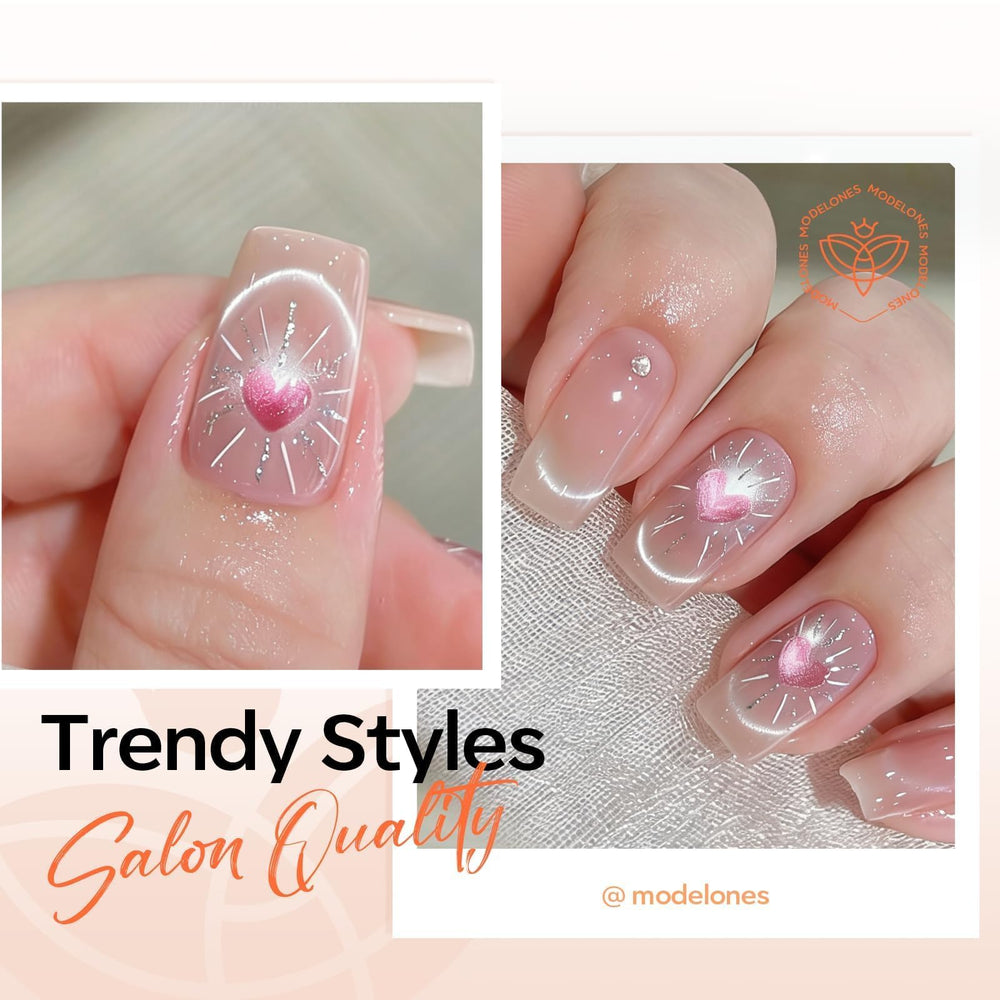 Modelones cat eye magnet bunny adds playful accents to manicure looks