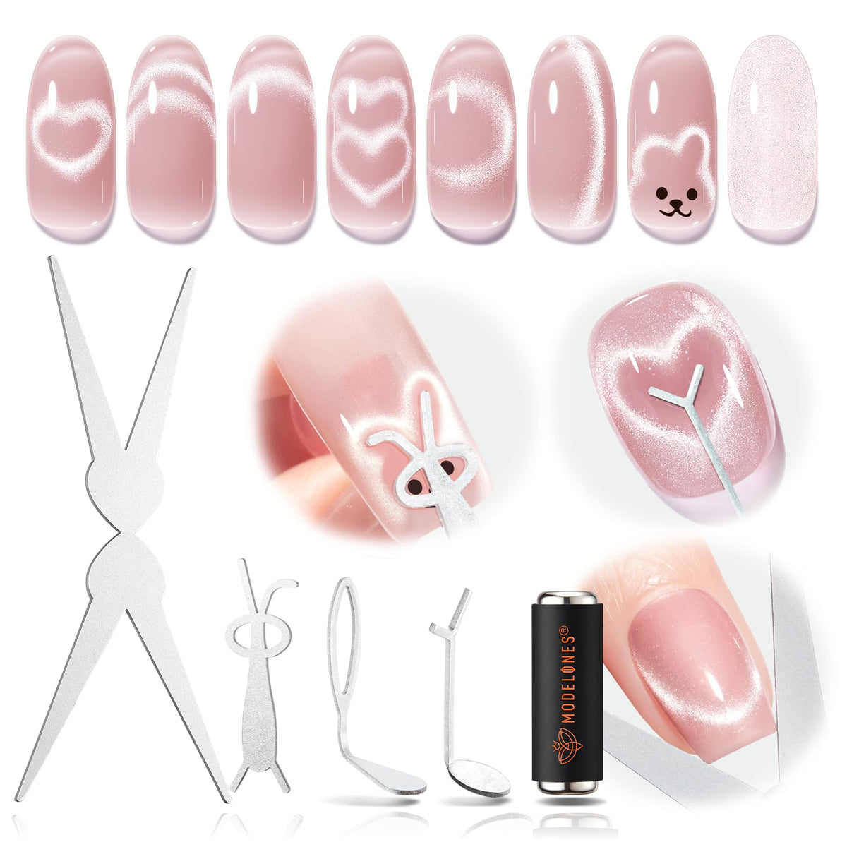 Modelones cat eye magnet round creates precise French cat eye effect at home