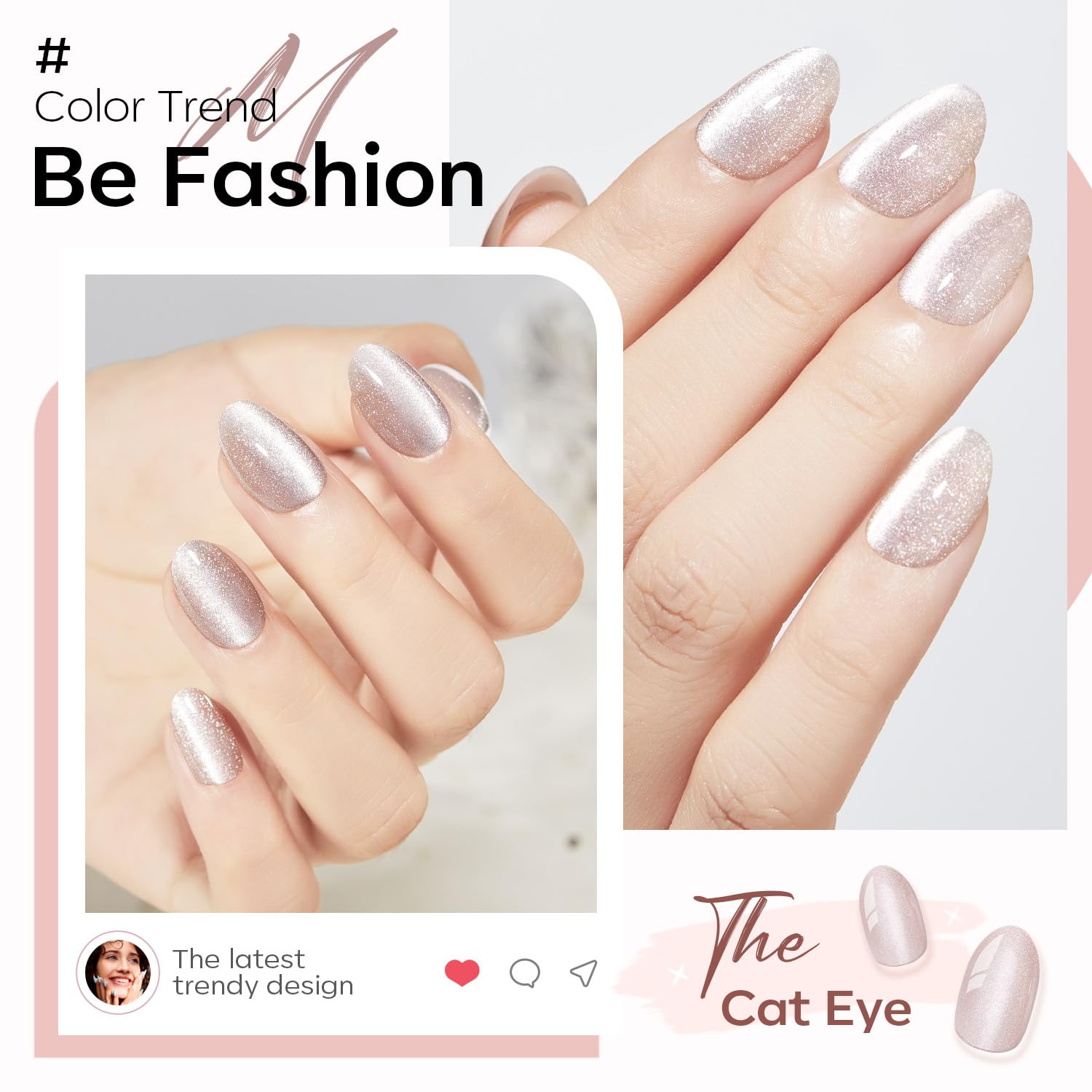 Modelones Cat Eye Press On Nails closeup packaging with glue and tabs for secure wear
