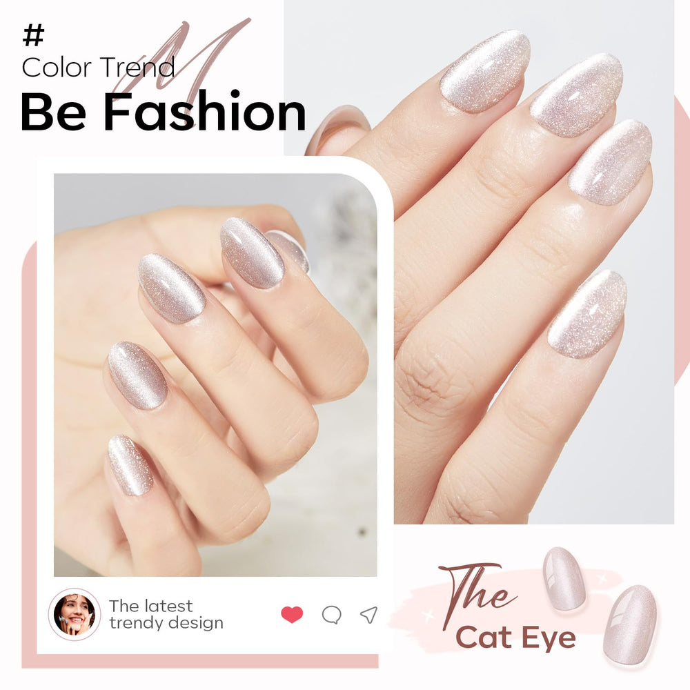 Modelones Cat Eye Press On Nails closeup packaging with glue and tabs for secure wear