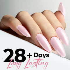 Modelones vegan cruelty-free polish offers chip-resistant pink wear.