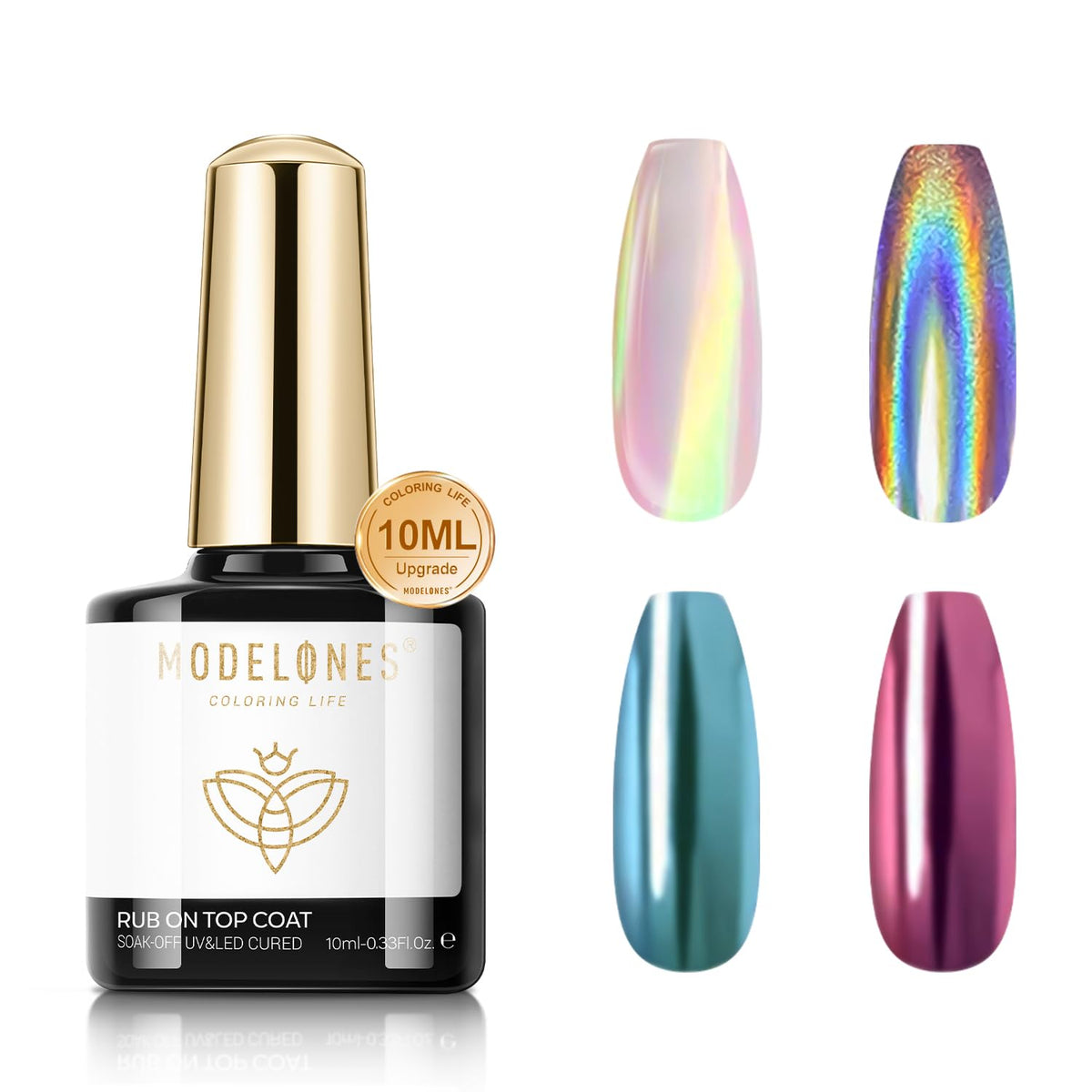 Modelones chrome top coat bottle for chrome powder shine and durability