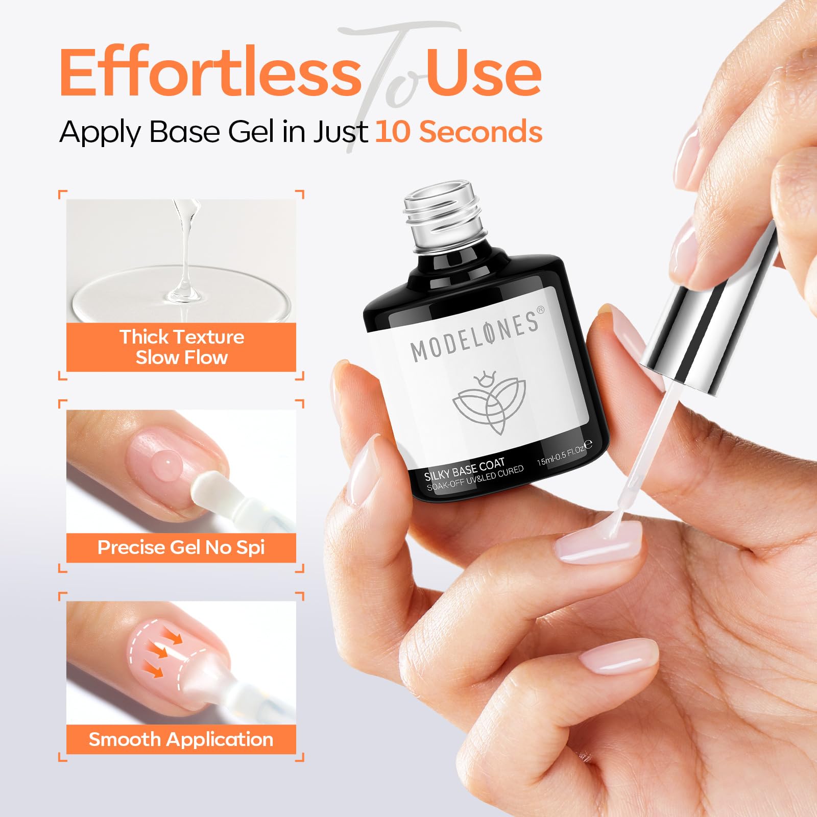 modelones clear top coat bottle for long-lasting shine and protection.