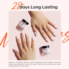 Modelones beige dip powder for sophisticated nude style