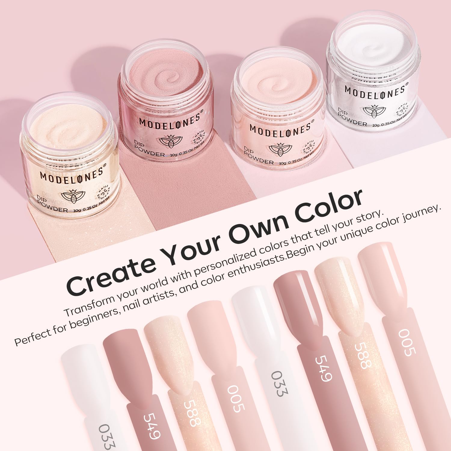Modelones pink dip powder for soft chic manicure