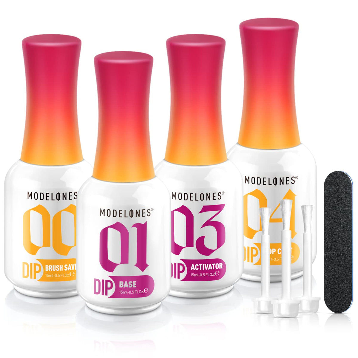 Modelones dip powder liquid set base coat for strong adhesion and nourished nails.