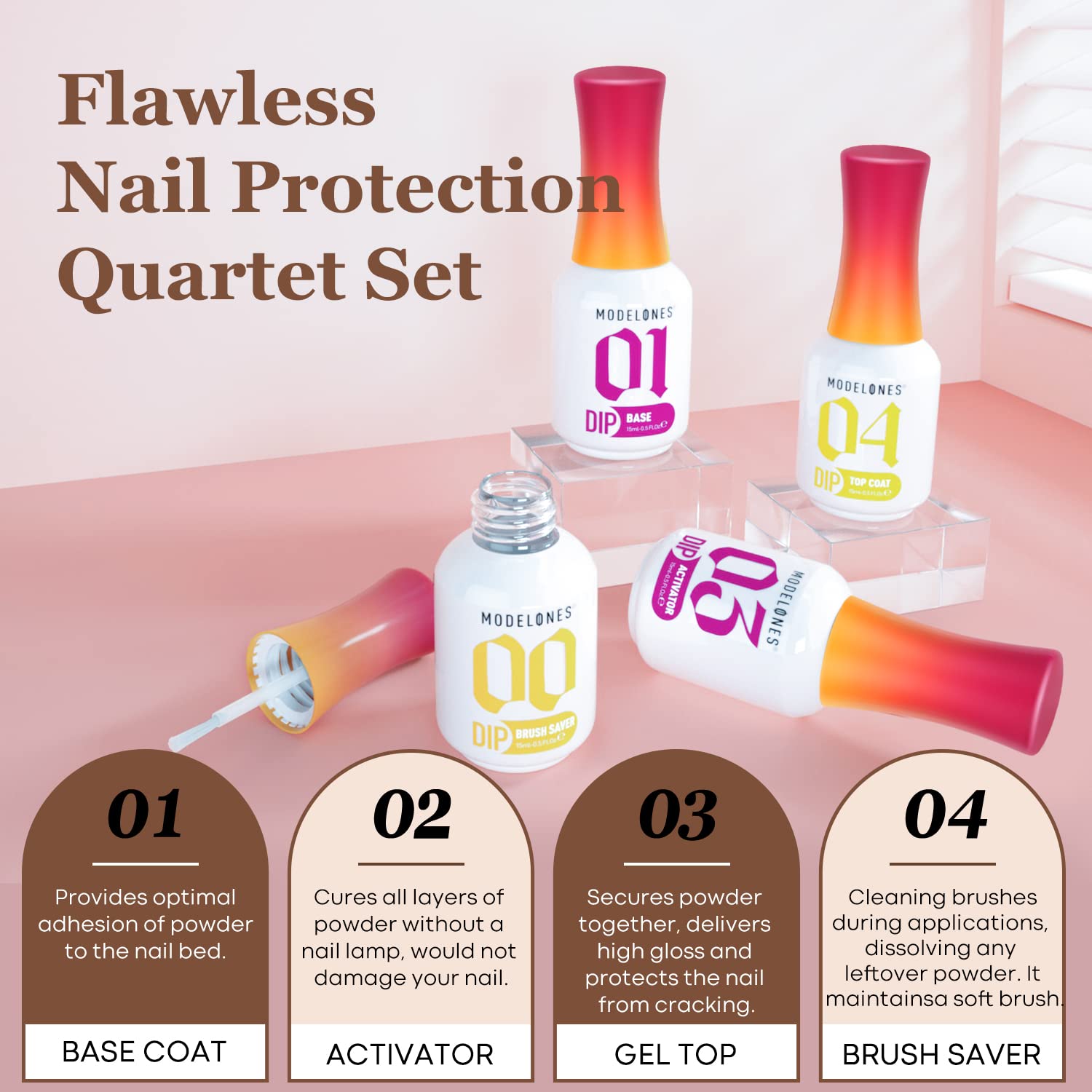 Modelones dip powder liquid set nail tools kit for at-home pro results.