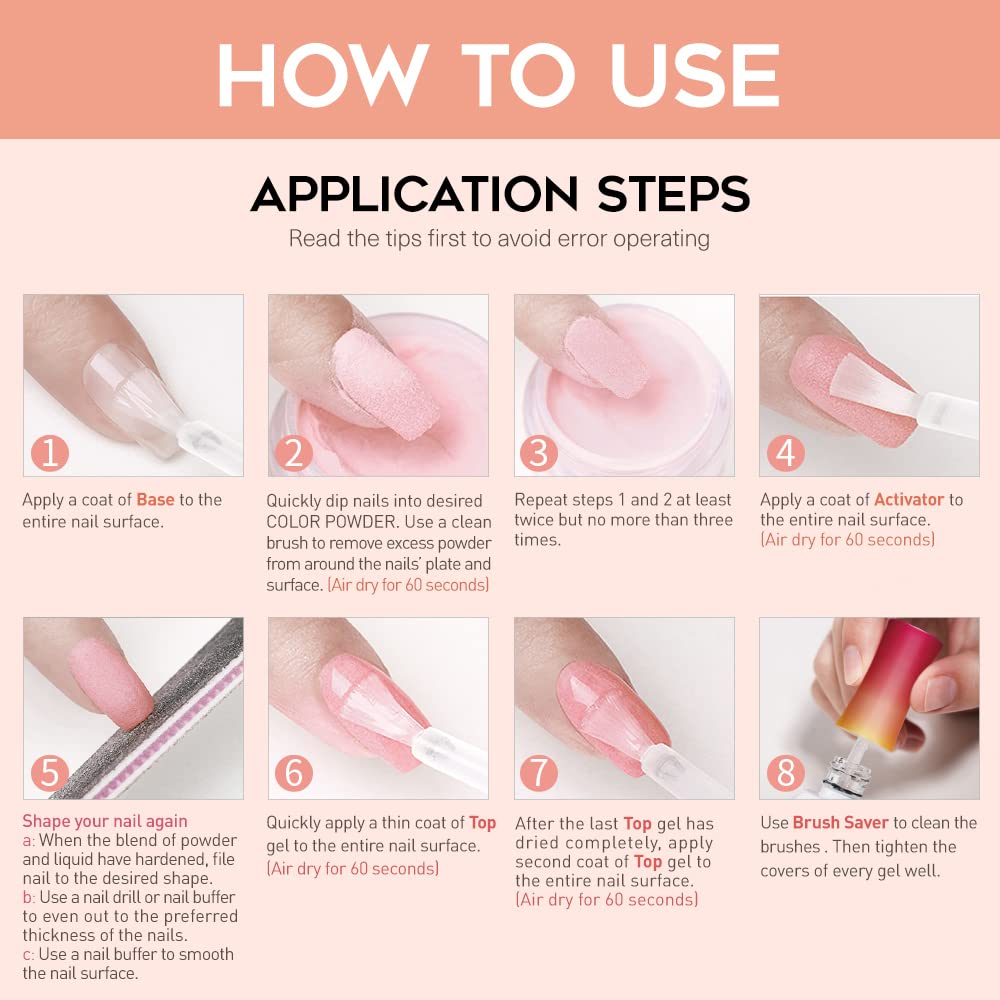 Modelones dip powder liquid set quick-drying formula without UV lamps.