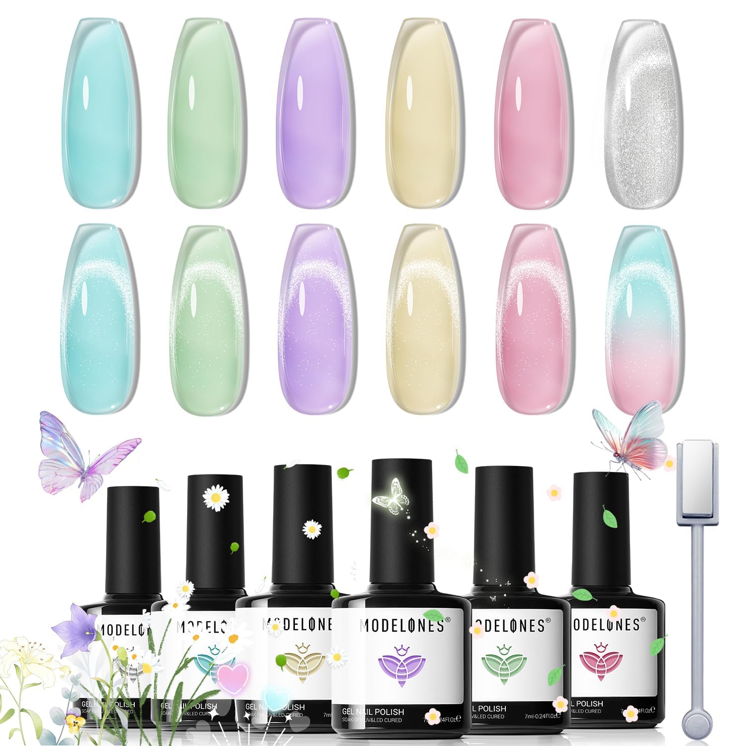 Modelones magnetic stick for cat-eye nail art effects.
