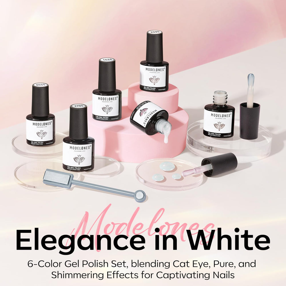 Modelones easy-glide brush delivering quick, even coverage for smooth nails.