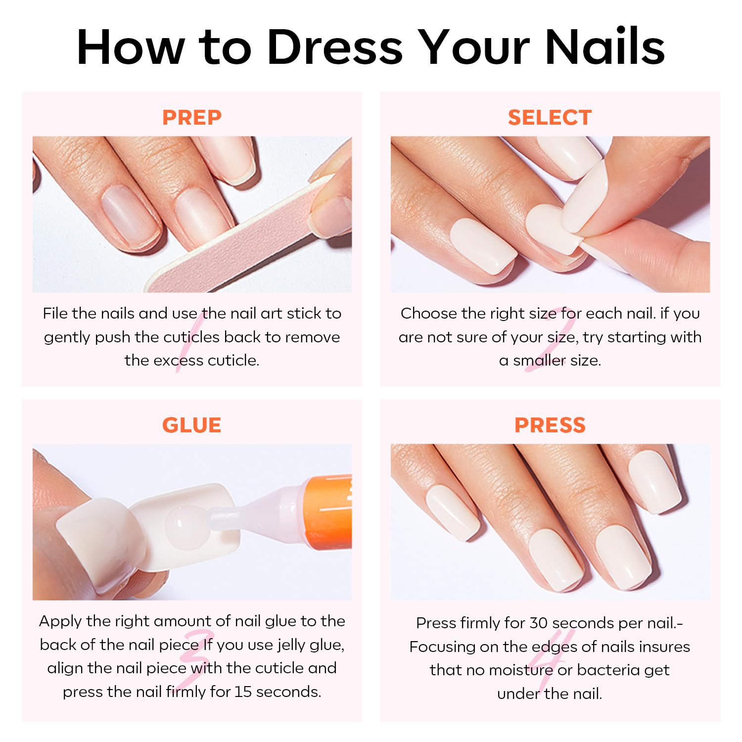 Modelones elegant white press-on nails ready to wear
