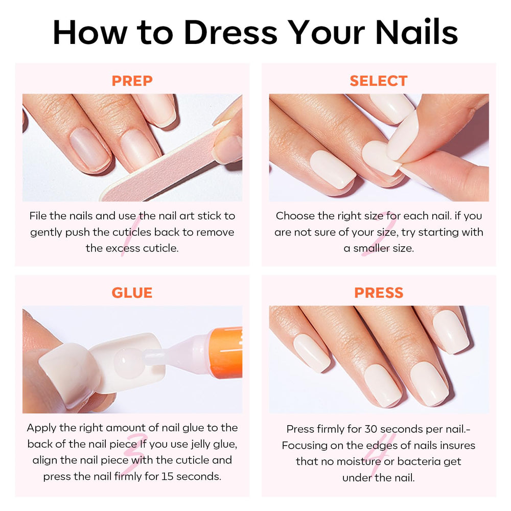 Modelones elegant white press-on nails ready to wear