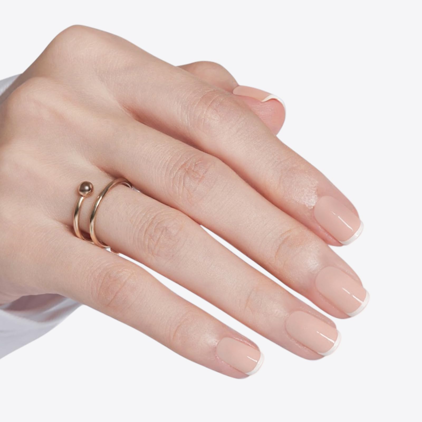 Modelones French tips squoval nails displayed for versatile everyday style