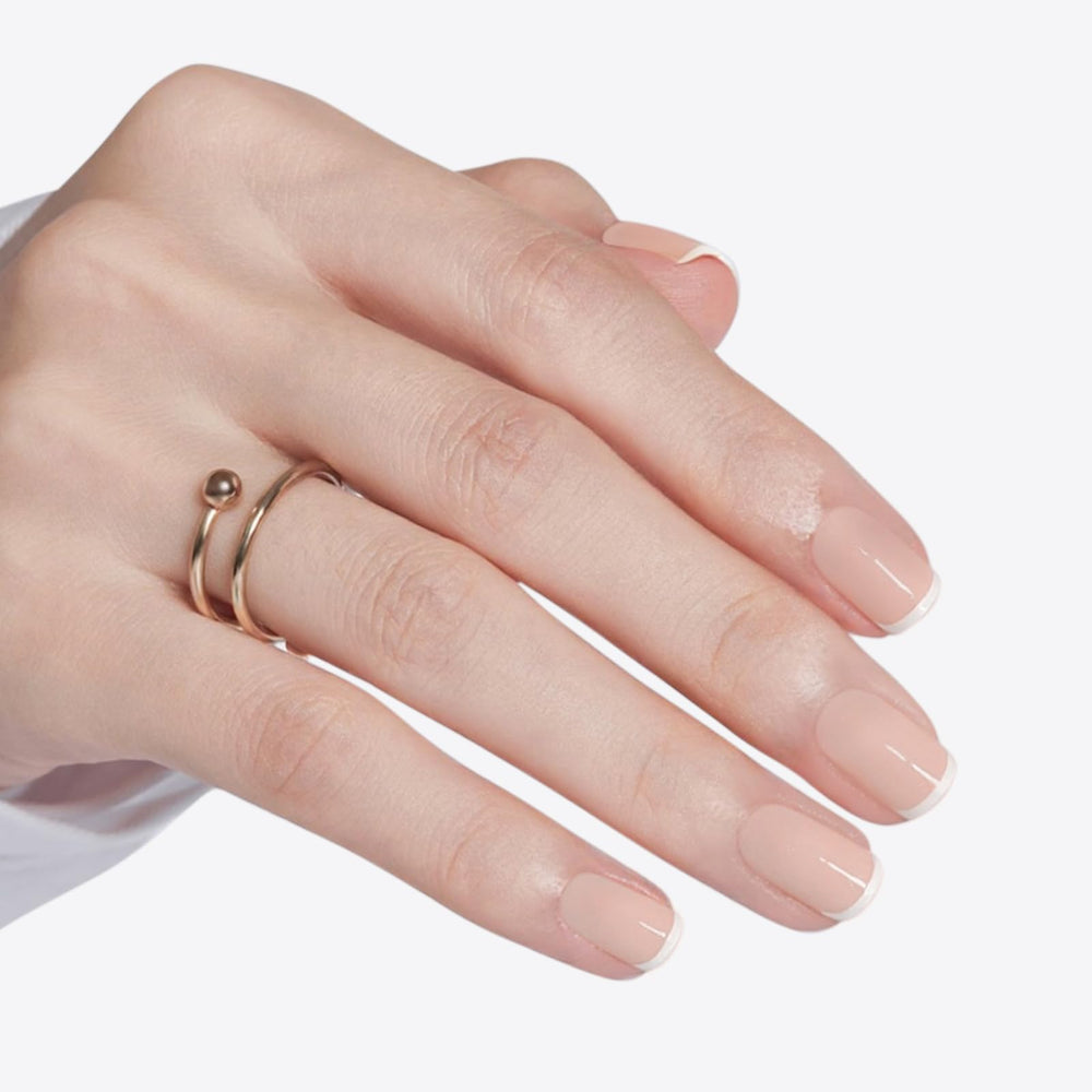 Modelones French tips squoval nails displayed for versatile everyday style