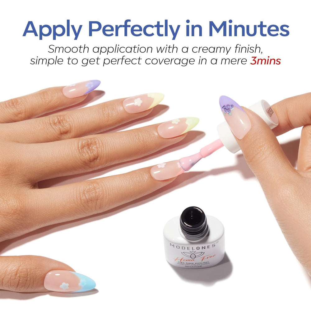 Modelones gel polish kit packaging shown with color swatches and shades.