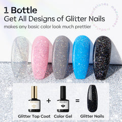 Modelones glitter top coat delivers long-lasting, non-yellowing shine for a smooth finish
