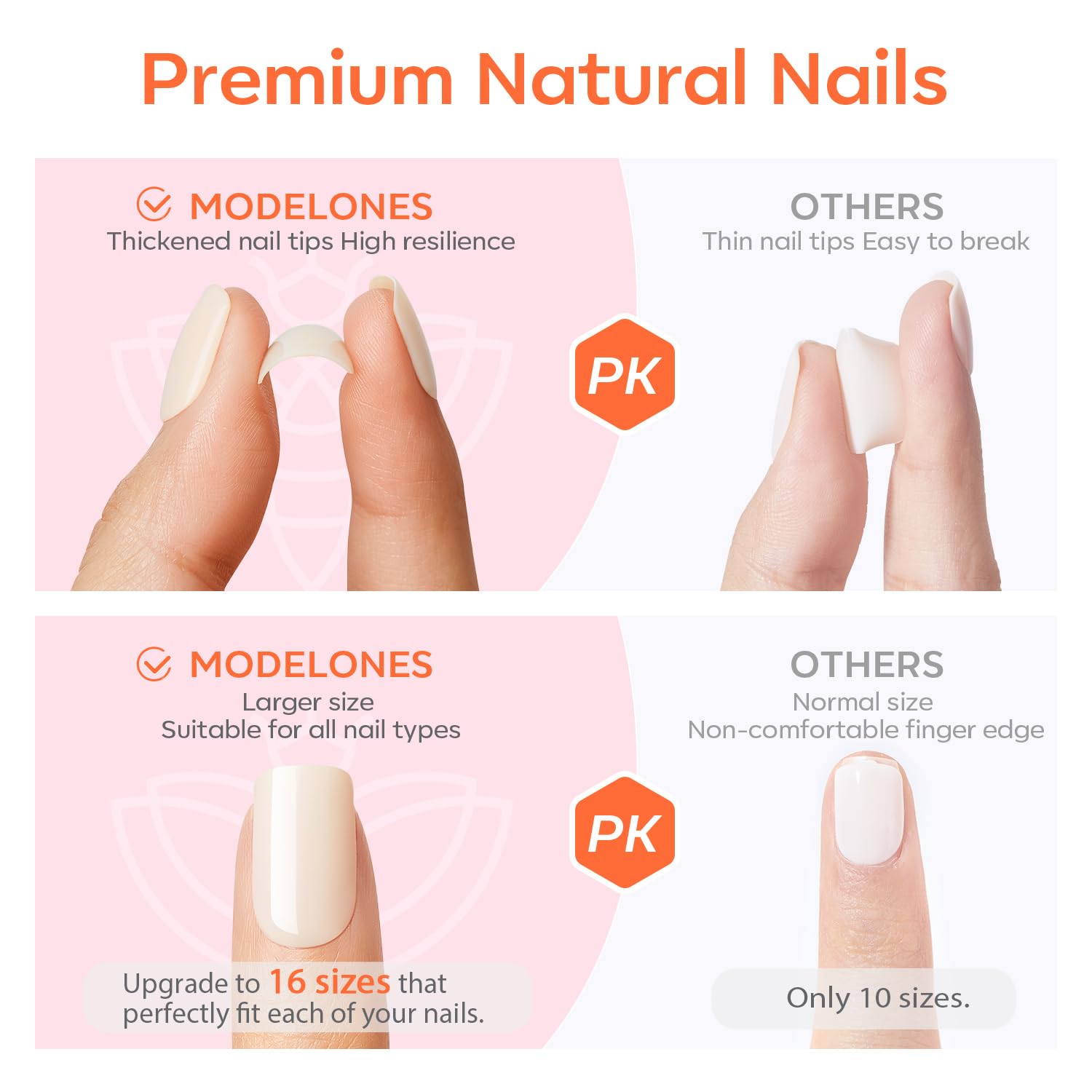 Modelones hands wearing white square nails showcase quick styling option
