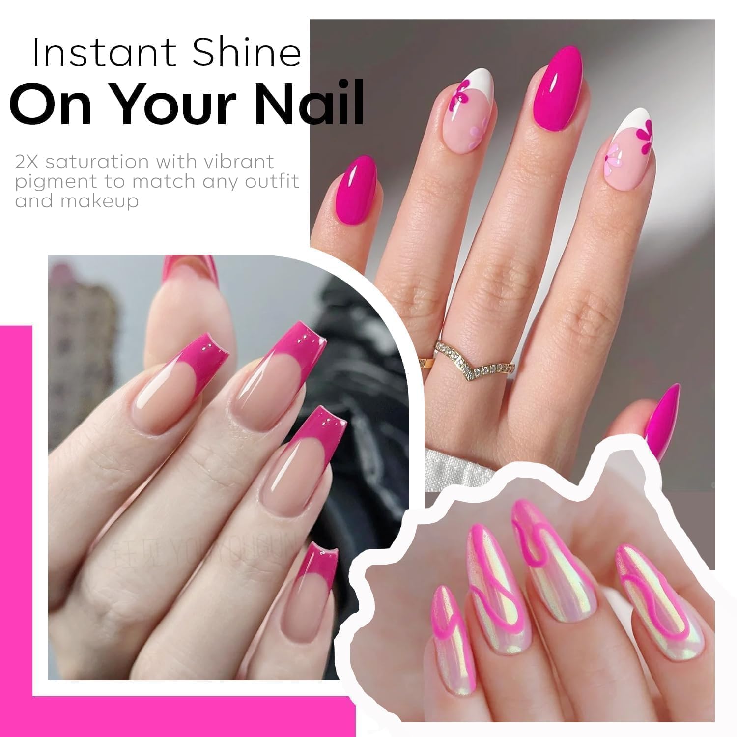 Modelones hot pink gel polish cap and label visible for quick color recognition.