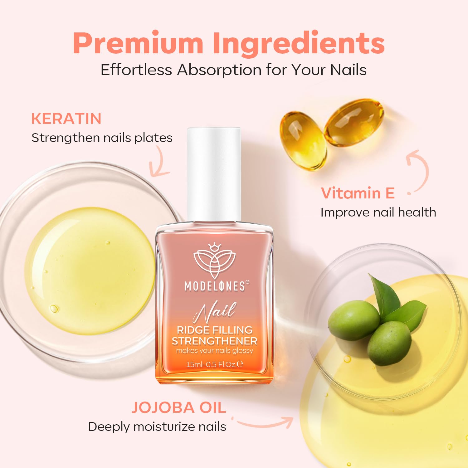 Modelones keratin and jojoba formula bottle label highlights nourishing ingredients.
