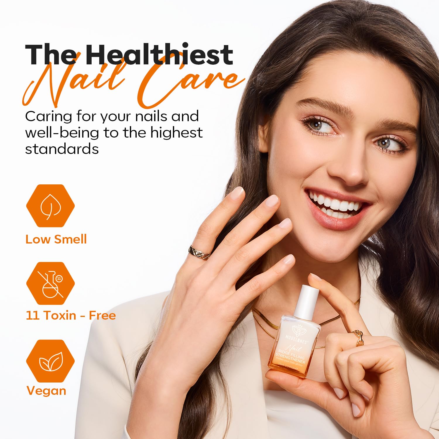 Modelones-keratin-jojoba-nourishing-ingredients nourishes nails with keratin and jojoba.