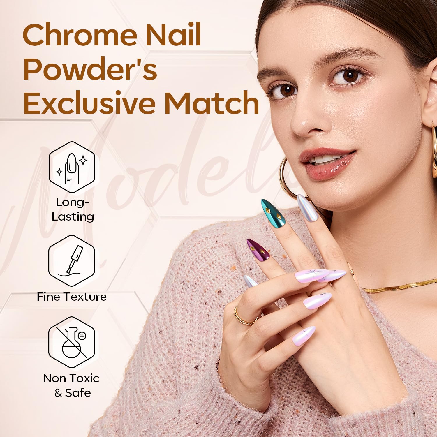 Modelones chrome-powder compatible top coat supports creative DIY designs