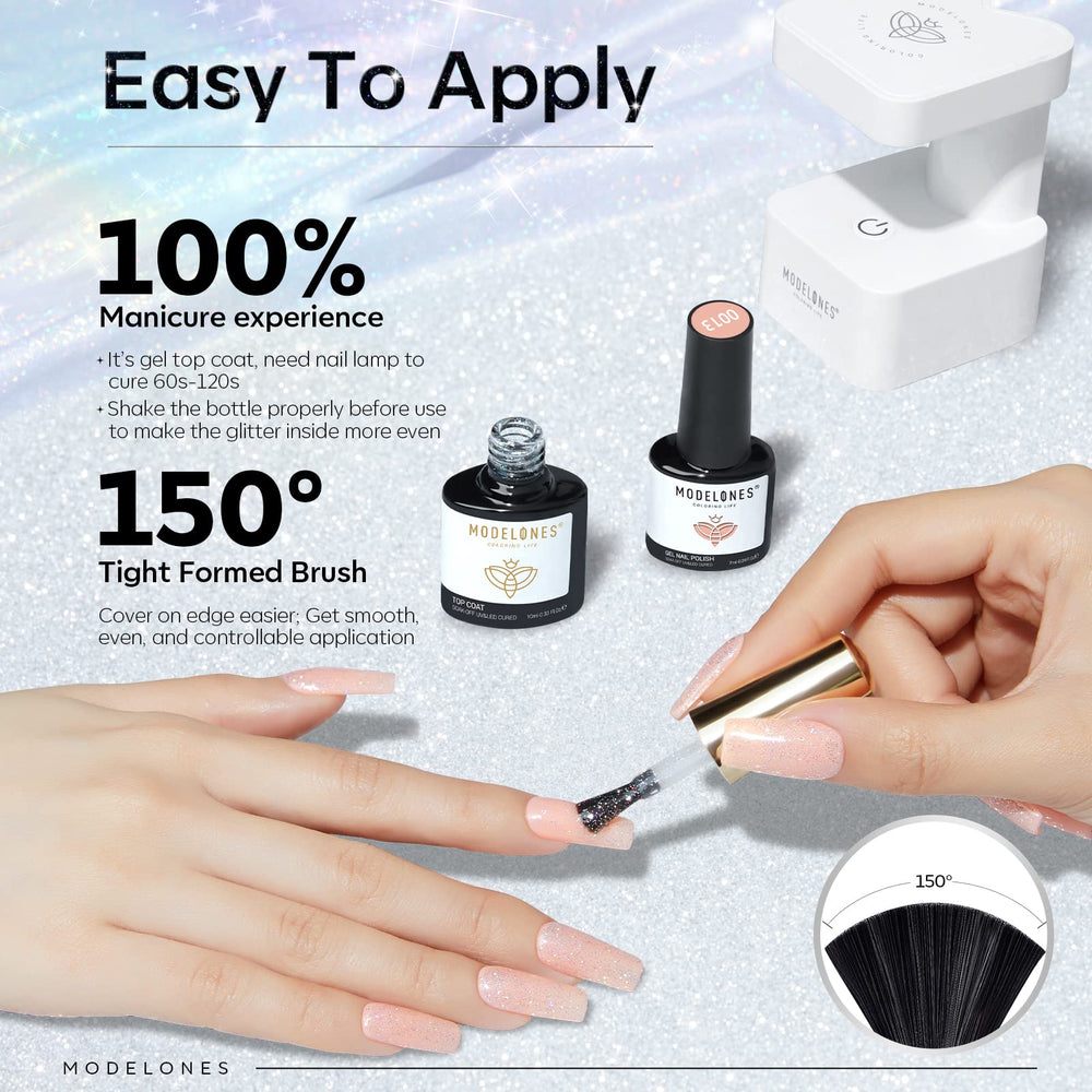 Modelones long-lasting shine helps maintain glossy nails for weeks with proper curing