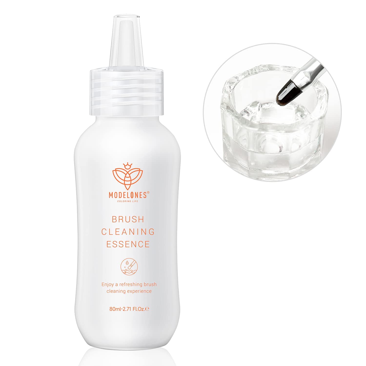 Modelones nail art brush cleaner bottle demonstrates powerful cleaning action for gel brushes