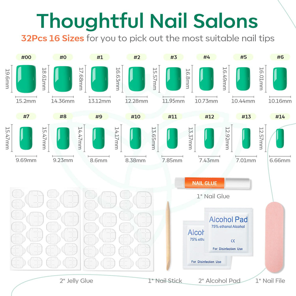 Modelones nail glue and tabs included for secure, easy application.