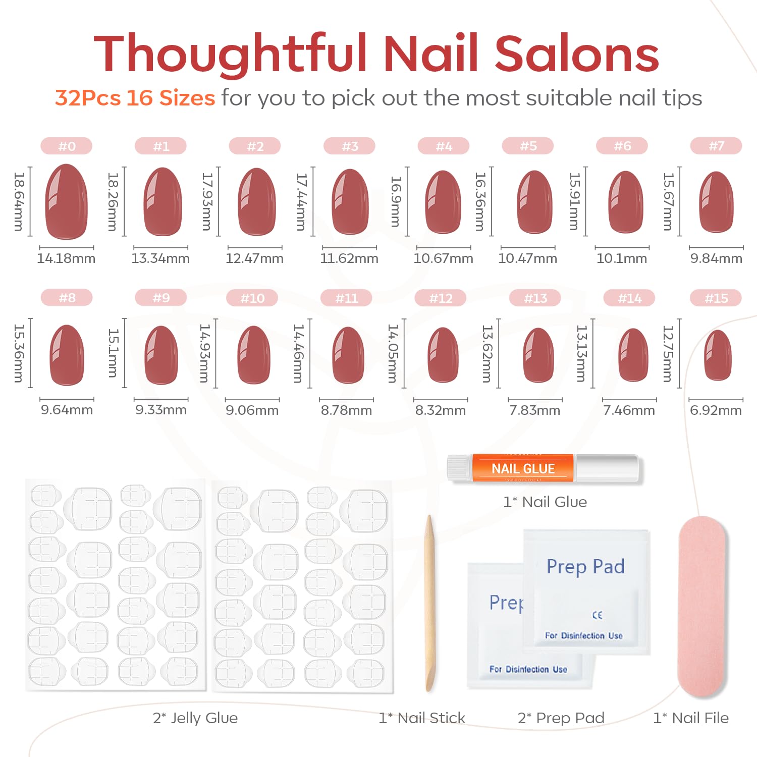 Modelones nail glue included for durable wear.