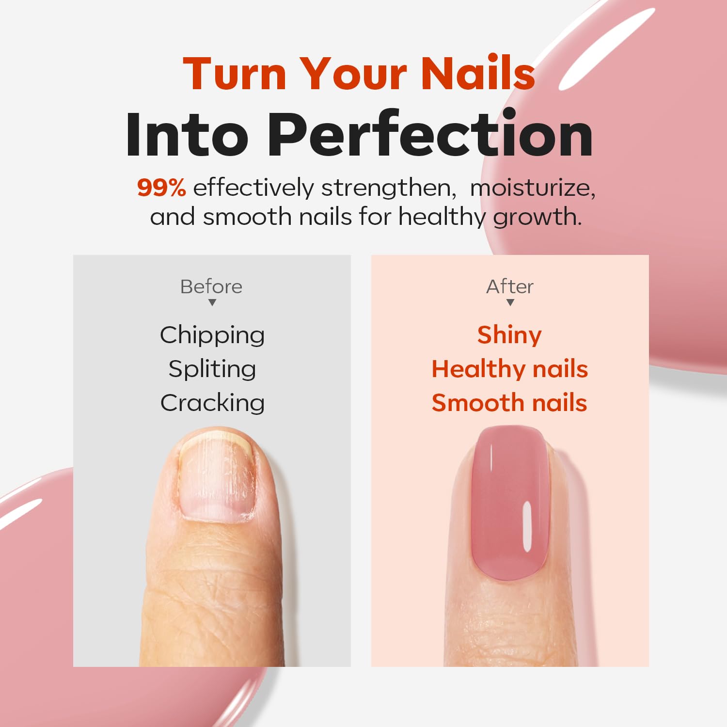 Modelones Nail Strengthener brush applying a thin, even layer for natural-looking coverage.