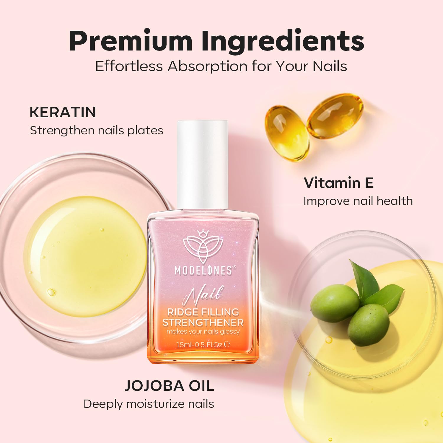 Modelones long-wear formula for lasting nail results.