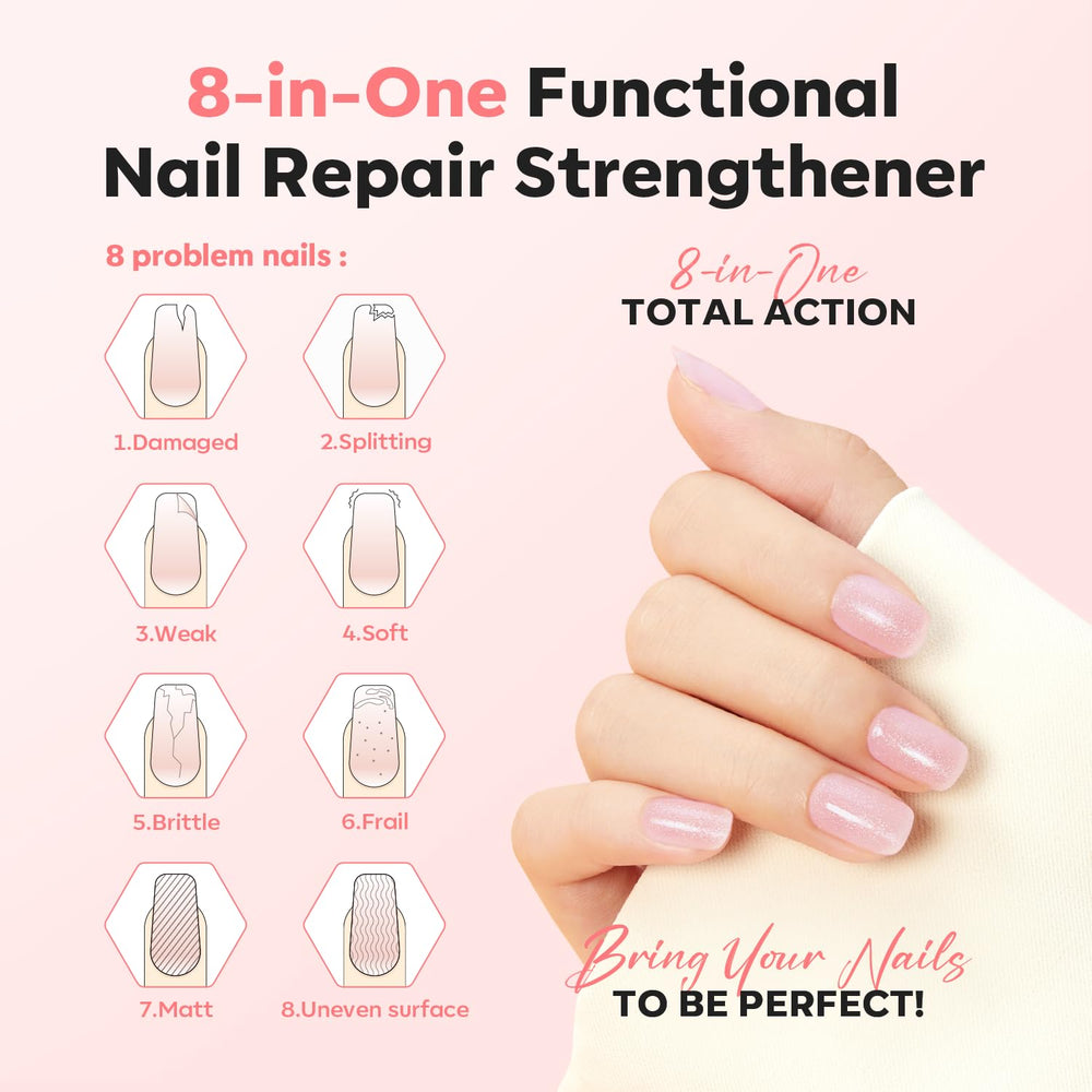 Modelones nails after treatment show healthier shine and natural tint.